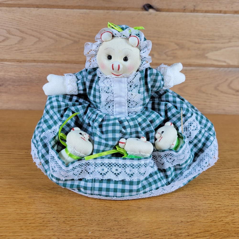 Vtg Plush Doll Three Little Pigs 2 Way Flip Storybook Molu AG Sweden 6 inch